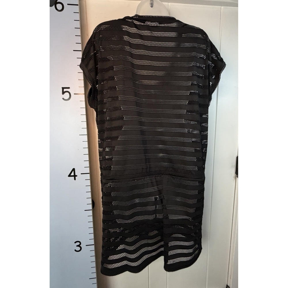 Calvin Klein Tunic Swim Cover Up Womens L Black Open Knit V-Neck Beach Pool Vaca - Picture 3 of 11